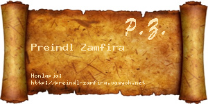 Preindl Zamfira névjegykártya